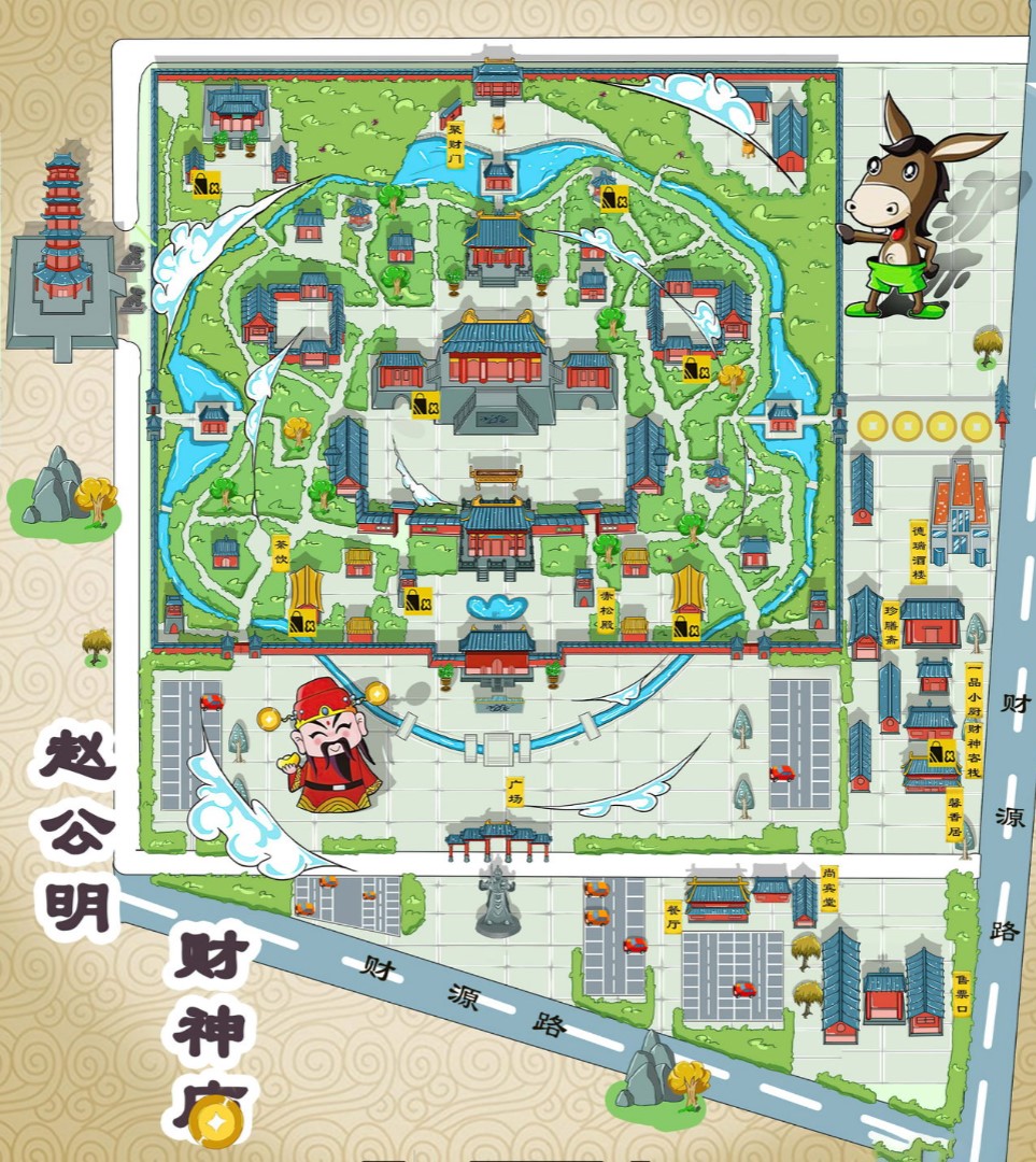 香坊寺庙类手绘地图